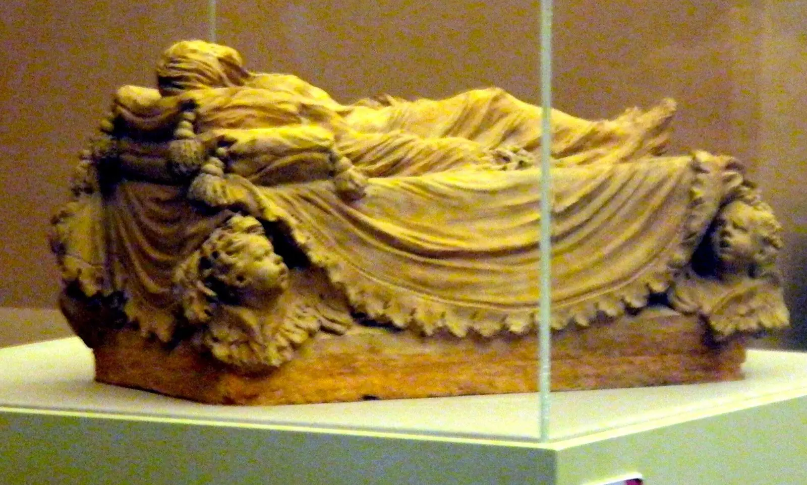 The terracotta model for the Veiled Christ, a reclining figure under a draped veil